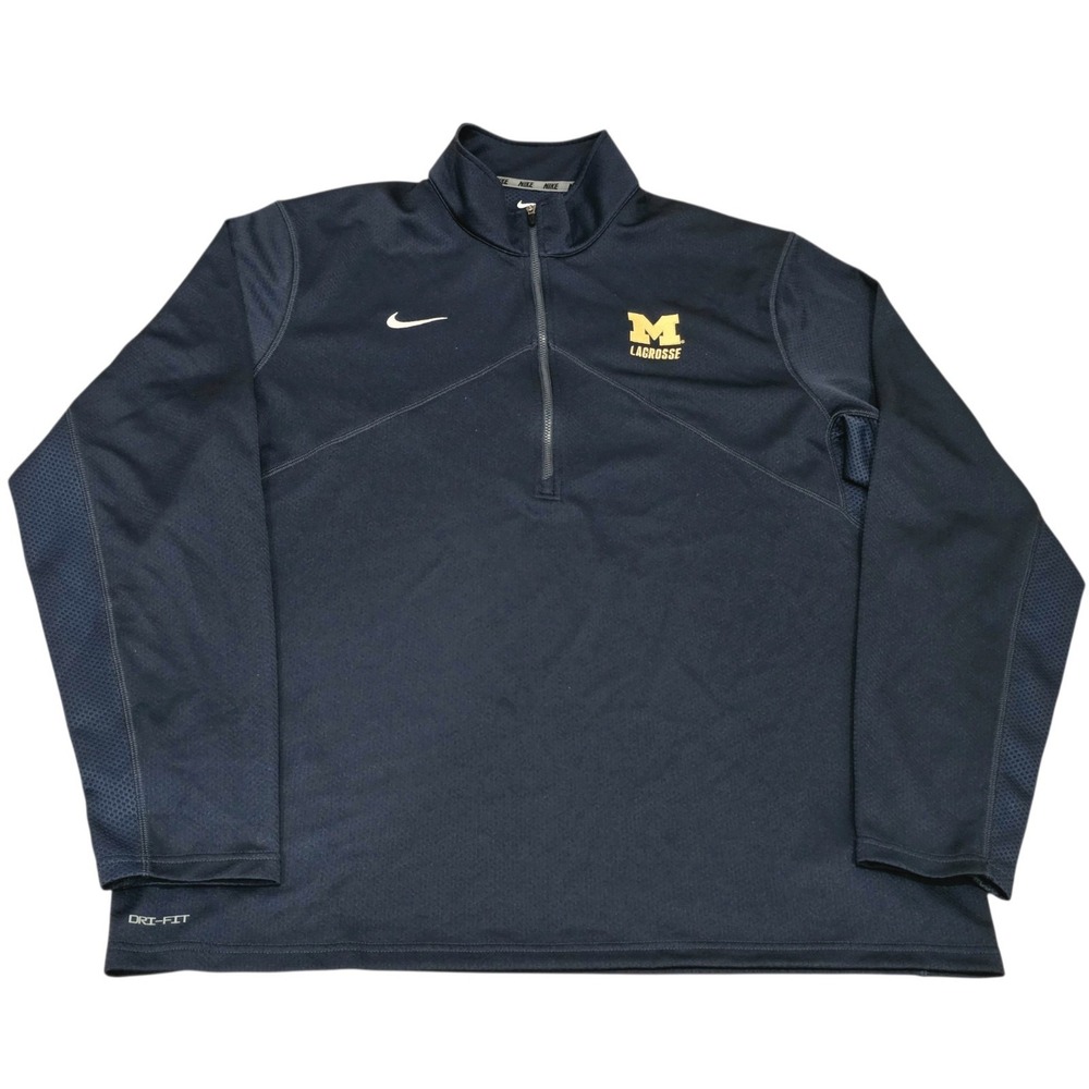 Nike Michigan Wolverines Lacrosse Dri-FIT 1/4 Zip Pullover Mens XXL Navy